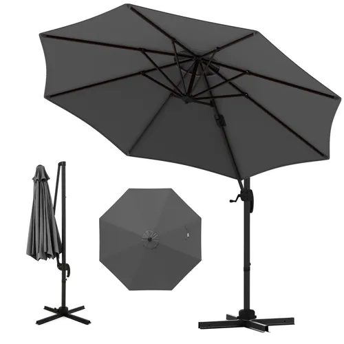 GOPLUS Sonnenschirm 300 x 300 cm mit Kurbel und 360° Drehfunktion - Großer Terrassenschirm mit 294 cm Durchmesser für optimalen Schatten. 5 Neigungswinkel und 360° Schwenkfunktion bieten Flexibilität für entspannte Stunden im Freien. Ideal für Garten, Terrasse oder Pool!