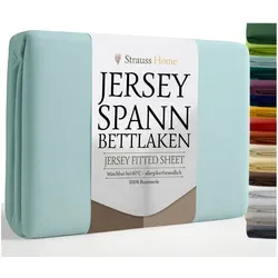 Strauss Home Spannbettlaken Premium, Gummizug: Rundumgummi, 150gr/m2 Premium Jersey 100% Baumwolle blau 140x220-160x220cm cm
