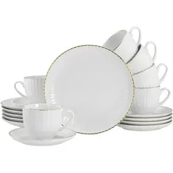 CreaTable 20751 Allegra Goldband 18-tlg Geschirrset in gold von CreaTable