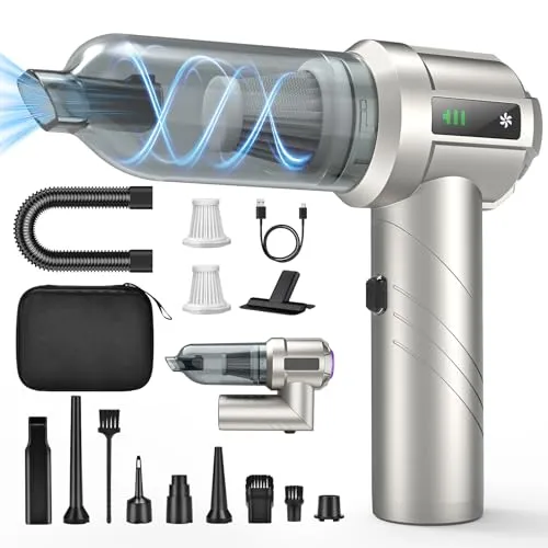 Fuqiduo Handstaubsauger Akku, 22000Pa Autostaubsauger mit Bürstenloser Motor, Auto Staubsauger Kabellos mit 3 HEPA-Filter, Inkl. Gebläse & Aufblasfunktion, Mini Staubsauger für Sofa, Tierhaar und Haus
