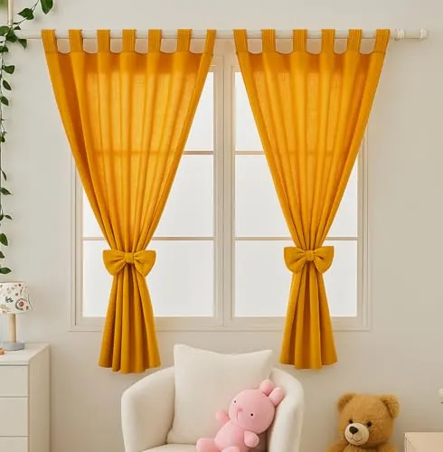 ALAVYA HOME® Vorhang Schlaufen (2 St) Lichtschutz in gelb von Alavya Home