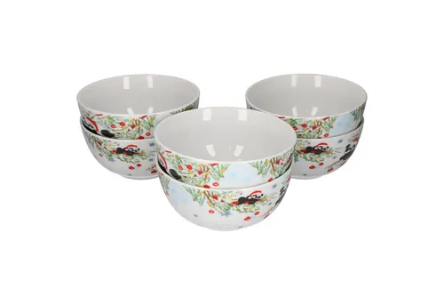 van Well Müslischale 6er Set Müslischale 14,5cm Weihnachtspanda Porzellan, Porzellan