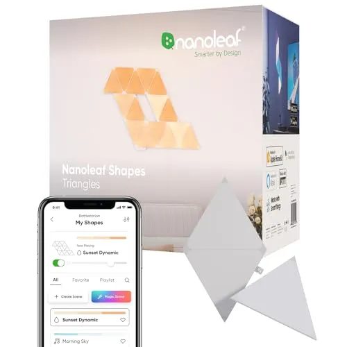 Nanoleaf Shapes Triangle Erweiterungspack - 3 LED Panels - Erweiterung für Nanoleaf Shapes, 16 Mio. Farben, Musik- und Bildschirm-Sync, ideal für kreative Lichtgestaltungen im Innenbereich.
