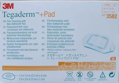 Tegaderm 3582 Verbände, Pad 3M, 5 cm x 7 cm (50-er pack) - Erste-Hilfe-Heftpflaster & Verbandsmaterial: Hochwertige, atmungsaktive Verbände mit Polsterung für optimalen Wundschutz und Komfort.