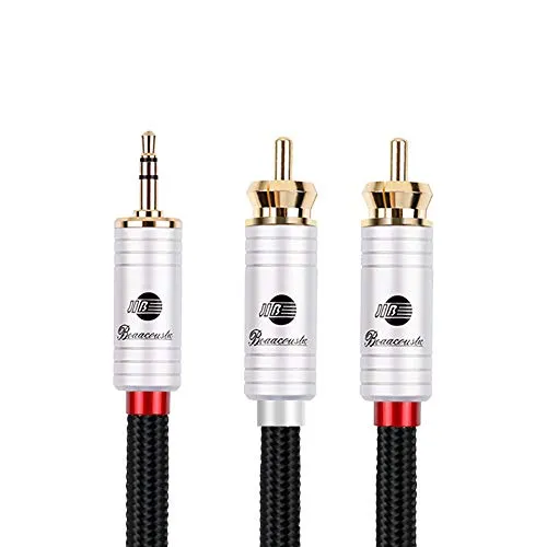 BOAACOUSTIC JIB Klinke auf Cinch Kabel High end Chinch Kabel Audio & Hifi 3,5mm to RCA Kabel für TV, PC, Handy, MP3-Player, Lautsprecher, Heimkino, Autoradio, Tablet, Verstärker, Soundbar 1m