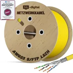 hb-digital CAT 7 Verlegekabel 1000m - Netzwerkkabel mit max. 10 Gbit/s Übertragungsgeschwindigkeit, ideal für schnelle Netzwerkinstallationen und hohe Datenfrequenzen bis 1000 MHz, halogenfrei und brandschutzklassifiziert.