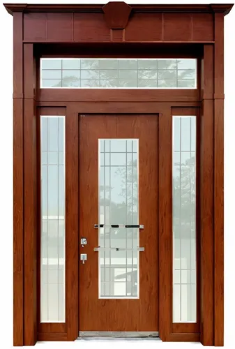 Moderne Eingangstür aus Holz mit Glasdesign - Elegante Haustür mit Milchglas und robustem Holzrahmen, ideal für einen sicheren und stilvollen Eingangsbereich. Maße: 120 x 240 cm, Farbe: Braun.