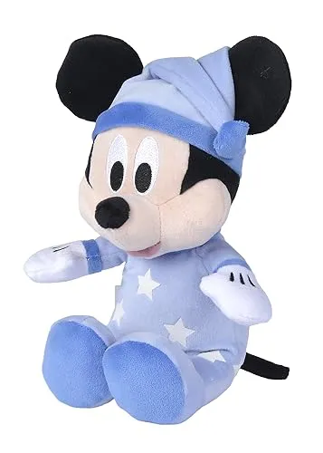 Simba 6315870349 - Disney Gute Nacht Mickey Maus, 25cm Glow in The Dark Plüsch, Micky Mouse, Babyspielzeug, Kuscheltier, Trösterchen, ab den ersten Lebensmonaten geeignet