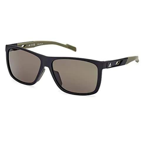 Adidas SP0067 Unisex-Sonnenbrille - Stilvolle Vollrand Sonnenbrille - Sonnenbrillen, schwarz mit braunen Gläsern, ideal für einen sportlichen Look und optimalen UV-Schutz.