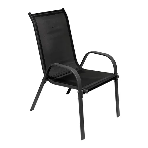 Gartenstuhl Stapelstuhl aus Metall - Anthrazit und Schwarz - Stapelbarer Metallstuhl in elegantem Anthrazit und Schwarz, ideal für Garten und Terrasse, platzsparend und wetterfest.