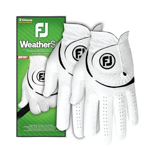 Footjoy WeatherSof Herren Golfhandschuh, Weiß, 2 Stück