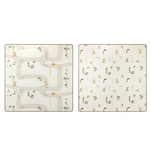 Tiny Love Faltbare Spielmatte Baby – Doppelseitige Krabbeldecke, 150 × 150 cm, Weich und Pflegeleicht - Die 150 × 150 cm große, doppelseitige Spielmatte ist ideal für die ersten Abenteuer Ihres Babys. Sie ist leicht faltbar, wasserabweisend und sorgt für einen gemütlichen Platz zum Spielen und Entdecken – perfekt für drinnen und draußen.