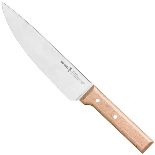 Opinel Kochmesser No.118 - Hochwertiges Küchenmesser mit Buchenholzgriff - Küchenmesser mit 20 cm Edelstahlklinge aus rostfreiem X50CrMoV15 Stahl. Ideal für präzise Schnitte in der Küche dank hervorragender Schärfe und ergonomischem Griff.