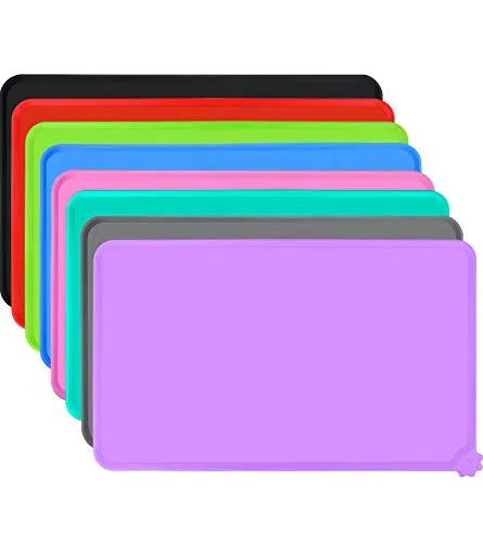 Joytale Silikon-Futtermatte für Hunde, rutschfeste wasserdichte Futtermatte mit erhöhtem Rand für Hunde und Katzen,47 x 30cm,Lila