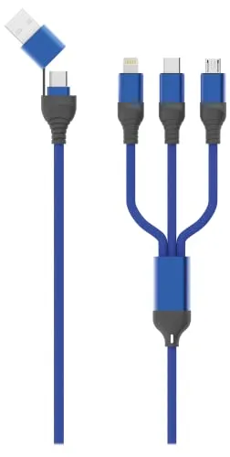 2GO All in One USB / Type C Ladekabel - blau - 120cm