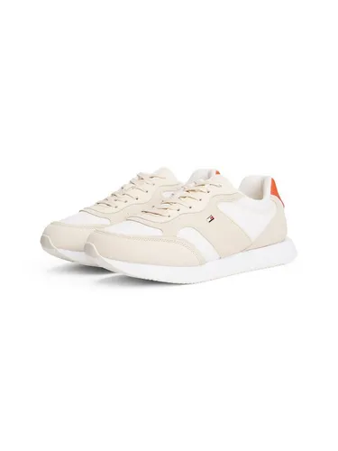 Tommy Hilfiger TH EASY RUNNER Sneaker - Sportlicher Freizeitschuh in Größe 37, mit auffälligem Besatz an der Ferse in beige-orange, ideal für trendbewusste Outfits.