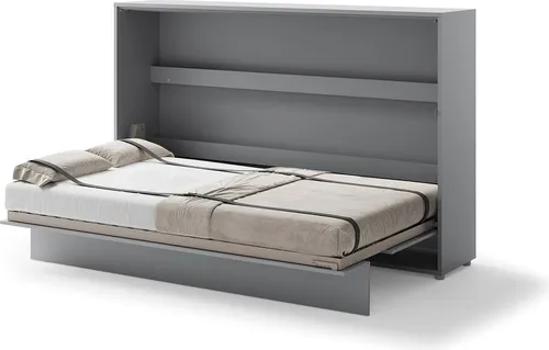 Schrankbett 120 x 200 Horizontal BC-05 Grau von LENART BED CONCEPT - Verwandeln Sie jeden Raum in ein komfortables Schlafzimmer mit dem Schrankbett BC-05. Sicher und stabil, bietet es einen cleveren Stauraum für Bettzeug und lässt sich leicht öffnen und schließen. Ideal für platzsparendes Wohnen.