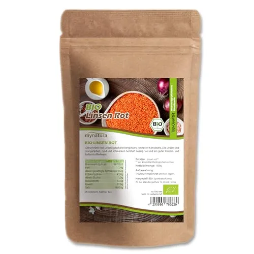Mynatura Bio Linsen Rot I Hülsenfrucht I Naturprodukt I Pflanzlich I Proteinreich I Beutel (1000g)