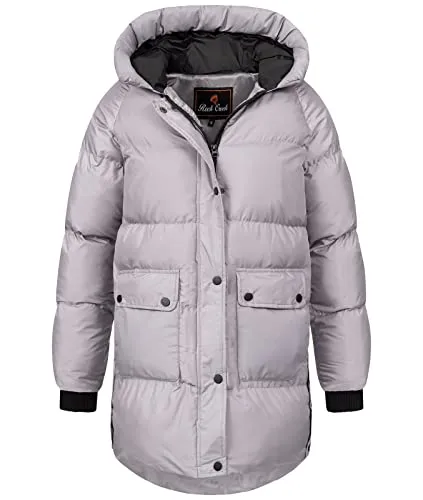 Rock Creek Damen Steppjacke D-488 Grau XL - Funktionsjacke mit winddichtem Material, hochschließendem Kragen und durchgehendem Reißverschluss für optimalen Kälteschutz. Ideal für Outdoor-Aktivitäten und stilvolle Winterlooks.