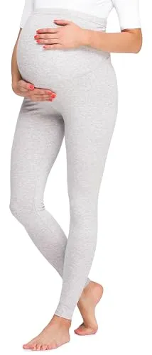 Be Mammy Damen Lange Umstandsleggings BE20-257(Melange, L)