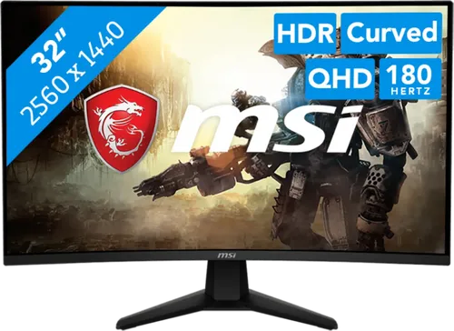 MSI MAG 32CQ6F 32 Zoll Curved Gaming-Monitor - Curved Quad HD Bildschirm mit 180Hz Bildwiederholfrequenz und 0,5ms Reaktionszeit für ein flüssiges Gaming-Erlebnis und detailreiche Darstellungen in dunklen Szenen.
