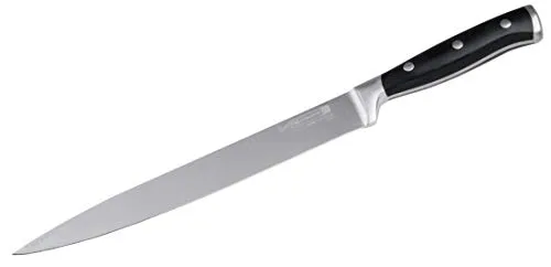 FMprofessional Tranchiermesser BBQ, Filetiermesser mit Klinge aus Edelstahl, Hochwertiges Fleischmesser mit hoher Schnitthaltigkeit und Schärfe (Farbe: Schwarz/Silber) Menge: 1 Stück