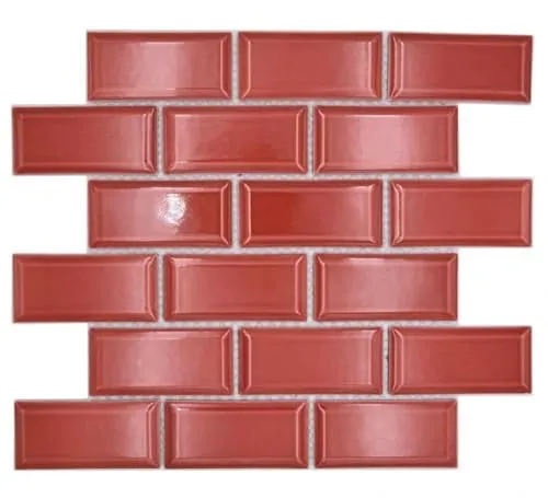 Keramik Mosaikfliese Metro Verbundoptik uni rot MOS24-09R