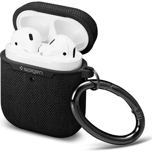 Spigen Urban Fit Hülle für Apple Airpods 1 & 2 - Schwarz - Audio-Zubehör mit hochwertigem Strickgewebe und LED-Licht Sichtbarkeit, schützt vor Kratzern und ermöglicht kabelloses Laden.