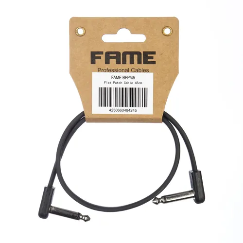 Fame Flat Patch Cable, Black, 45cm, 0.45m, Audio Kabel