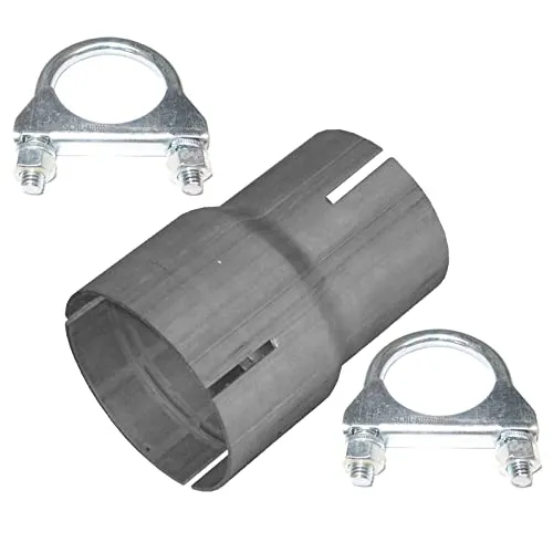Rohrverbinder Reduzierstück von 65mm auf 76mm Auspuff Adapter inkl. 2 Schellen Rohr Reduktion Reduzierverbinder Klemmstück Reduzierung Verbindungsstück Rohrreduzierung Abgasanlage