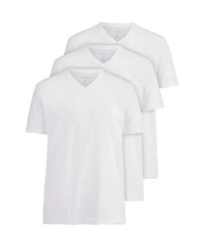 OLYMP Herren T-Shirt 3er Pack V-Ausschnitt - Kombistarkes T-Shirt aus reiner Baumwolle im modernen Fit, ideal für Arbeit und Freizeit. Weicher Single Jersey sorgt für hohen Tragekomfort. Erhältlich in Größe XXXL.