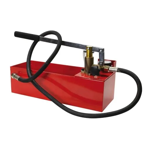 Dönges Druck-Prüfpumpe mit 1 Messuhr - Nonius-Messschieber für Druckprüfungen bis 50 bar, mit 12 l Wanneninhalt und 1,5 m Hochdruckschlauch. Ideal für Baustellen und langlebig durch verschleißarmen Druckkolben.