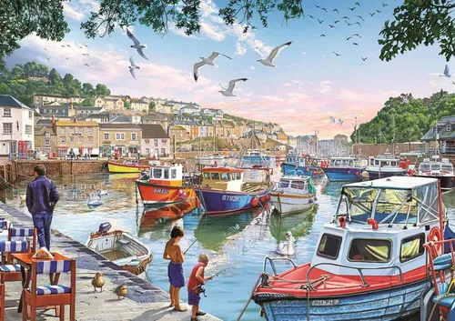 Art Puzzle Puzzle The Little Fishermen at the Harbour - 1000 Teile