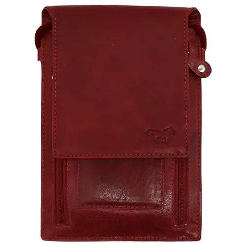 Safekeeepers Brustbeutel aus Leder - Brusttasche, Reisepass Tasche - Reisegeldbeutel, Reiseorganizer Herren Damen - Bordeaux