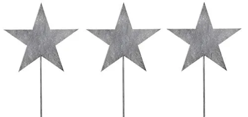weihnachtlicher stimmungsvoller Garten-Stecker Stern am Stab Dekostern Weihnachtsstern Metall hellgrau Preis für 3 Stück ca. 19 cm dm x 61 cm lang