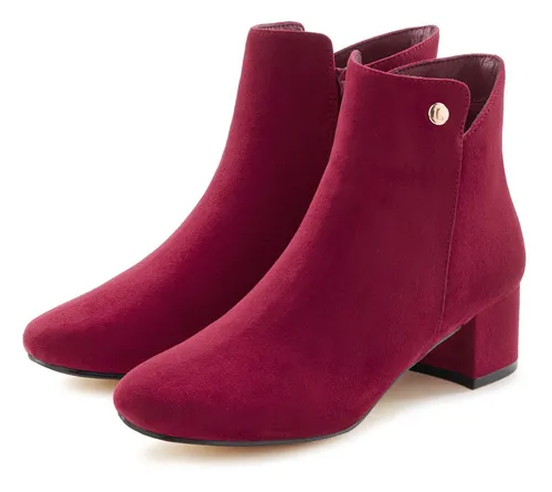 Stiefelette LASCANA Damen in Bordeaux, Gr. 41 - Vegane Stiefelette mit bequemen Blockabsatz (5 cm) aus 100% Textilmaterial, ideal für stilvolle Auftritte. Perfekt für modebewusste Frauen!