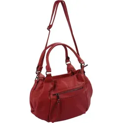 knautschige Handtasche mit kurzen und langem Henkel, rot - Rot