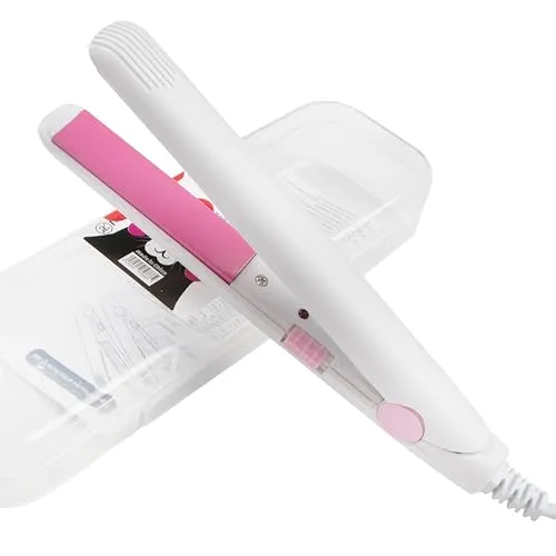 Mini Glätteisen Tragbar Mini Lockenstab Reise-Haareisen 2 in 1 für kurzes Haar, Pony Haare zu Hause oder im Salon (Weiß)