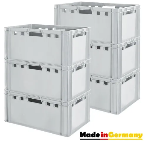 Kingpower Allzweckkiste Fleischkiste Stapelkiste E3 Fleischerkiste Eurobox Metzgerkiste Grau (6 St)