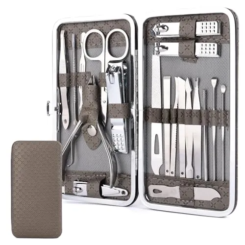 MXTIMWAN 19 Stück Nagelset Maniküre Set,Nagelschere Set,Nagelpflegeset für Pediküre,Teiliges Maniküre Pediküre Set,Nagelknipser Set,Nail Set mit Etui,Beauty Nagelpflege Kit für Zuhause,Reisen