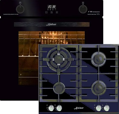 Kaiser Küchengeräte Backofen-Set EH 6367 + KCG 6380 - Backofen-Set mit 79L Elektro-Backofen und Gaskochfeld, ausgestattet mit Teleskopauszug und 10 Funktionen für vielseitige Kochmöglichkeiten.
