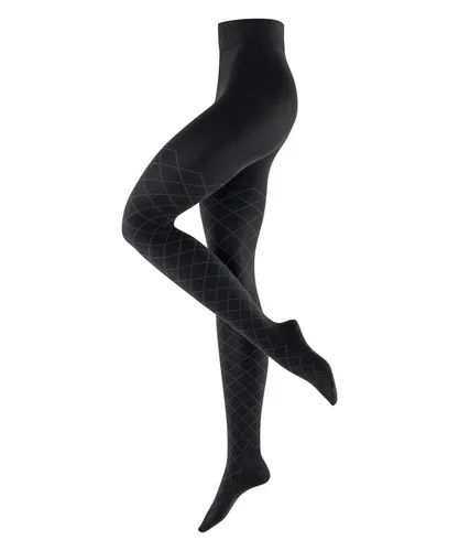 Burlington Damen Strumpfhose Argyle Affair W Ti, Schwarz 3000 - Strumpfhosen für Damen aus nachhaltiger Baumwolle, atmungsaktiv und feuchtigkeitsregulierend, mit modernem Argylemuster für einen stilvollen Look im Business und Alltag.