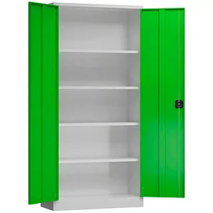 ClassiX Aktenschrank X-530355, abschließbar - Hochschrank aus Metall mit 4 höhenverstellbaren Fachböden, ideal für die sichere Aufbewahrung von Dokumenten. Mit Drehzylinderschloss und 5 Jahren Herstellergarantie.