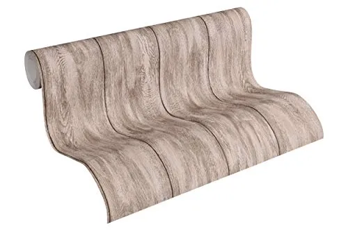 Livingwalls Vliestapete Neue Bude 2.0 Tapete in Holz Optik 10,05 m x 0,53 m beige braun grau Made in Germany 361524 36152-4