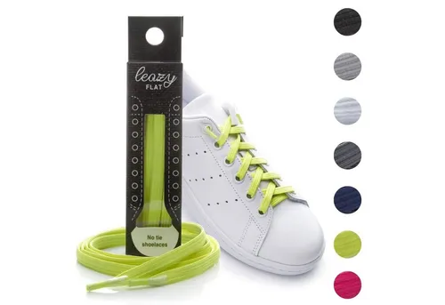 leazy Schnürsenkel ohne Binden Flache Elastische Schuhbänder zum Einhaken, Neongelbe Gummischnürsenkel für Kinder und Erwachsene