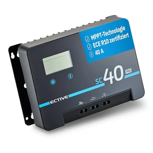 ECTIVE SC 40 Pro MPPT Solar-Laderegler 12V/24V 40A Gen. 2 - Solarladeregler mit fortschrittlicher MPPT-Technologie für hohe Effizienz und kürzere Ladezeiten, ideal für große Batteriesysteme und maximale Nutzung von Sonnenenergie.