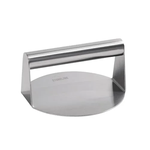 STONELINE Burger Smasher Edelstahl 14 cm rund, Burgerpresse Hamburger Presse Grillpresse für Burger Patties, Spülmaschinenfest, Grill Zubehör