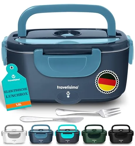 TRAVELISIMO Elektrische Lunchbox 80W – Beheizbare 3-in-1 Lunchbox für Unterwegs