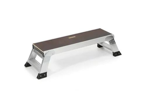 Jumbo Unterstellbock Arbeits-Plattform 100 x 30 cm Typ 41JM30 - Auto-Unterstellböcke, klappbare Arbeitsplattform mit rutschsicherem, wasserfestem Holzbelag und sicherem Stand durch breitere Kunststofffüße und Aluminiumgestell. Ideal für Montage- und Wartungsarbeiten.