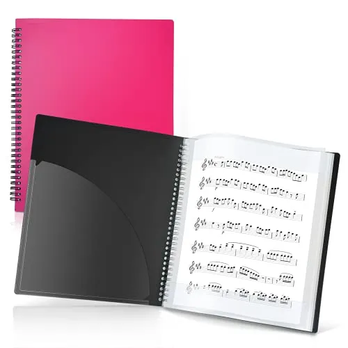 CRANBURY Notenmappe 21,6 x 27,9 cm – Dual Use Music Holder (Rosa), Store Inside 24 Protective Sleeves or Write on Exposed Pages Outside Sleeves, 8,5 x 11 Spiral Notebook Binder Organizer, Lay Flat